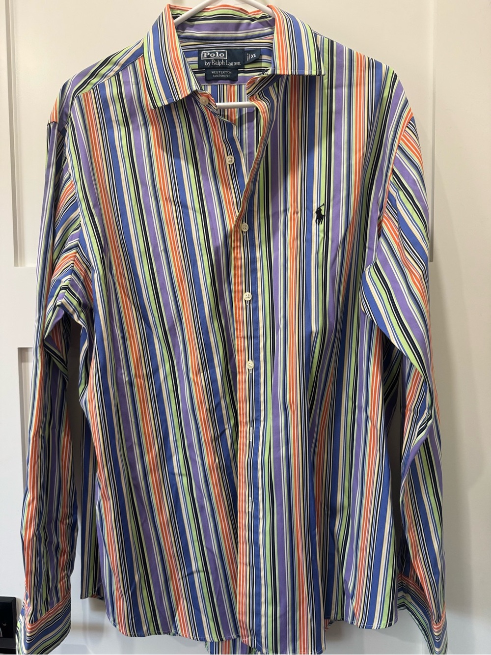Vintage Polo Ralph Lauren Multicolor Stripe Men’s Dress Shirt Size XL